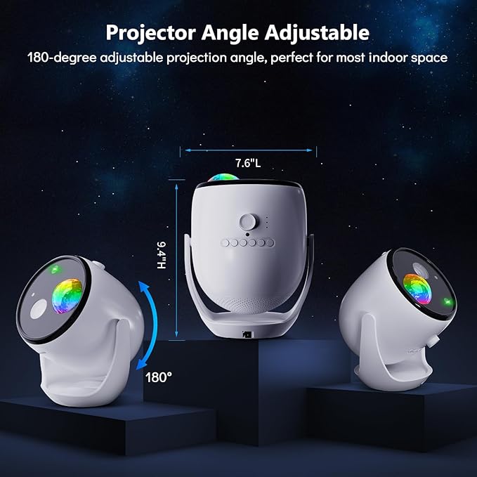 Rossetta Galaxy Projector Star Projector, 3D Projector for Bedroom with 60 Scene Modes, Bluetooth Speaker & Remote Control, Planetarium Projector for Living Room, Home Decor, Gifts for Kids, Adult