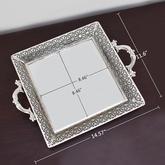Decorative Glass Mirrored Tray Home Decor Vanity Tray for Dresser Make Up Jewelry Organizer Gold Perfume Tray Rectangle