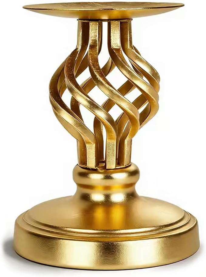 Candlestick Holders - Candle Holders Decorative LHQOO Metal Vintage Candle Holder with Non-Slip Base, Available for Home Decor, Wedding, Dinning, Party, Anniversary (Gold)