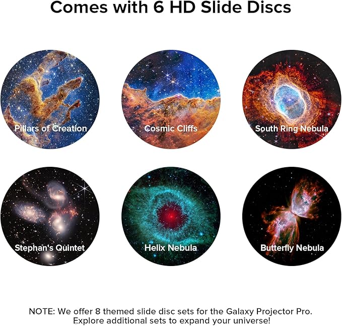 YUNRAY Galaxy Projector Disc – Ultra HD Projector Slide, Compatible with YUNRAY Galaxy Projector Pro and Model SKE-TKQ01 & BL-DQY02 (Pro Version) Projectors – 6 Disc Set