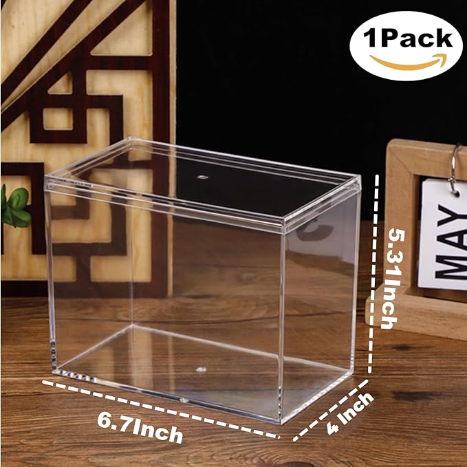 KissYou Acrylic Display Box Large Clear Box with Lid Acrylic Storage Contanier for Makeup Organizer Plastic Cubes Container Graduation Wedding Birthday Candy Boxes Party Decoration