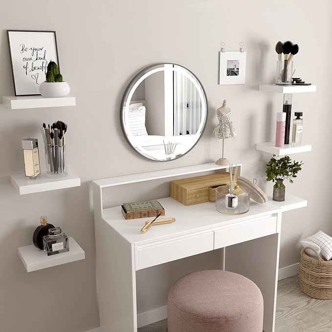 WELLAND Set of 2 Floating Shelves Wall Mounted Shelf, for Home Decor with 8" Deep (White, 15 inch)