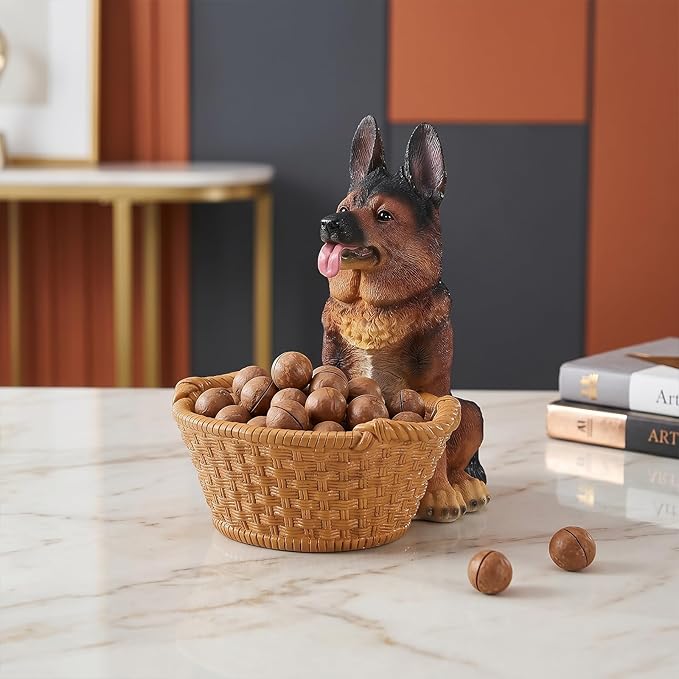 Dog Resin Storage Basket, Desktop Organizer for Remote & Keys, Cute Home Decor Tray, Ideal present for Pet Lovers.(German Shepherd)