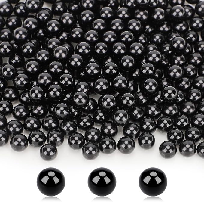 Suream Beads for Makeup Brush Holder 1300Pcs Black, No Hole Round Beads 8mm/0.31In Bulk Vase Filler Pearls for Holding Brush Lipstick Eyeliner, Birthday Party, Wedding Table Scatter, Craft Decoration