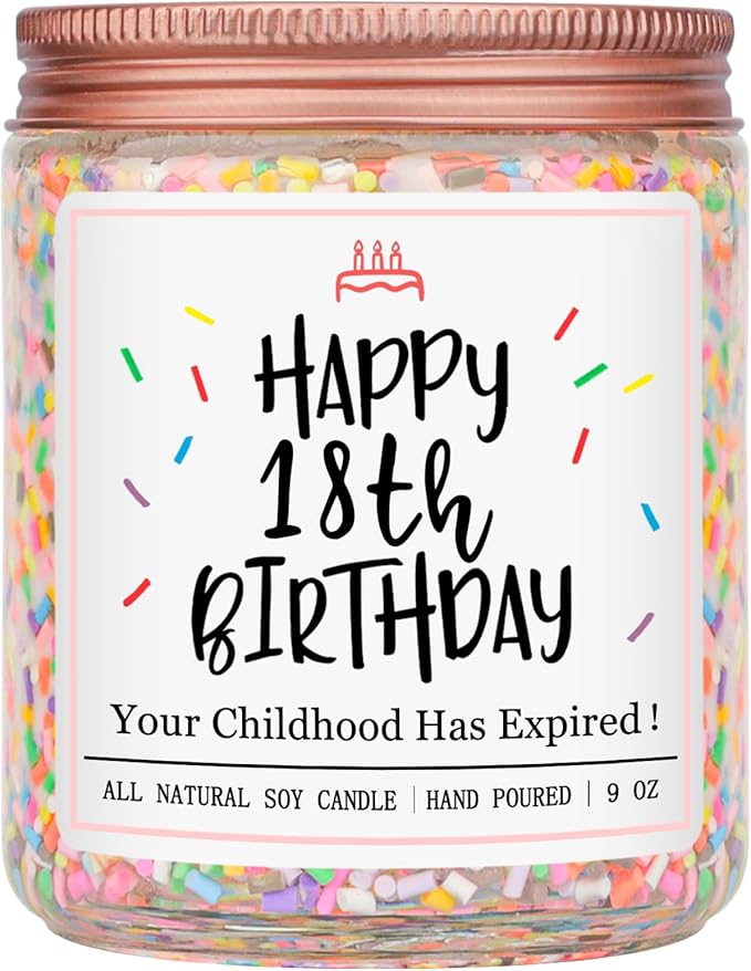 Homsolver 18th Birthday Gifts for Girls Boys, Vanilla Scent Ideas 18th Birthday Candles for Sister, Daughter, Best Friends, Handmade Aromatherapy with 50+ Hour Burn Time, Funny Birthday Decorations