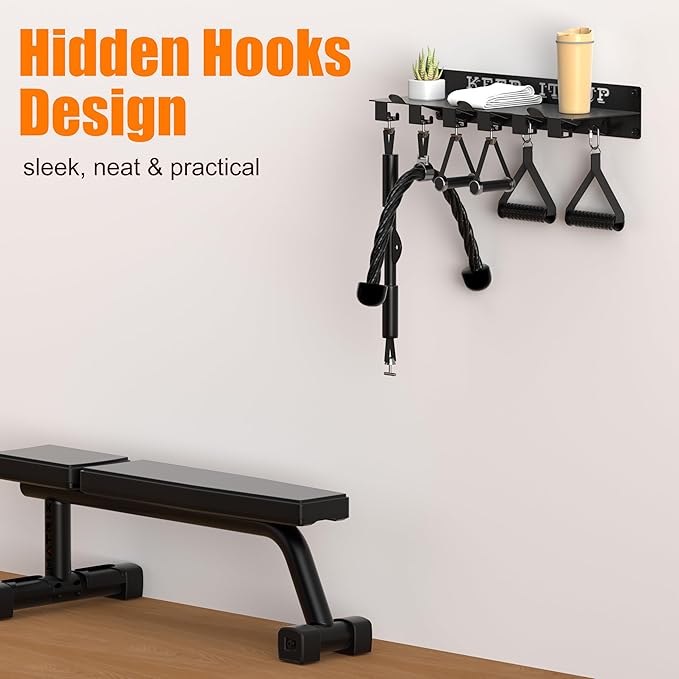 TRUSOON Tonal Accessories Shelf, 16.76" Heavy Duty Steel Wall Mounted Floating Storage Rack with T-Bracket Lock Hangers, Compatible with Various Home Gym Accessories, Black
