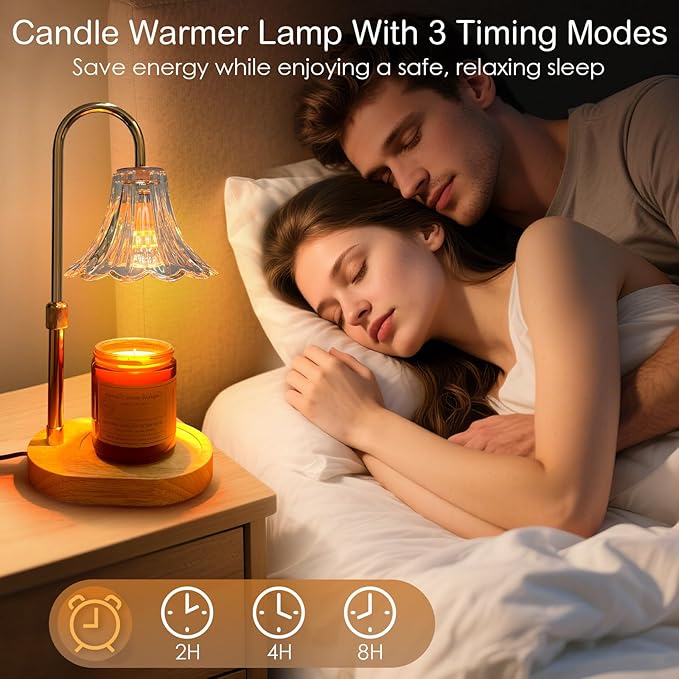 Banbanda Candle Warmer Lamp with Timer: 2026 Mothers Day Gifts for Women, Adjustable Camdle Warmer with 2 Bulbs, Flower Candle Lamp for House Warming Room Decor