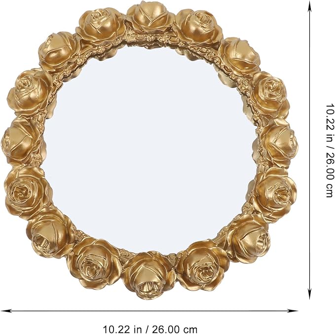 BESPORTBLE Decorative Rose Mirror Tray Jewelry Organizer Makeup Vanity Tray for Dresser Countertop Home Decor