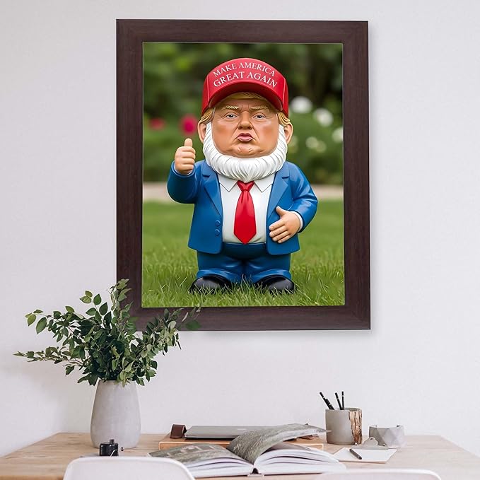 InkFlow Posters Political Gnome Poster - Satirical Gnome Art Illustration Style Design - Humorous Wall Decor for Office or Living Room - 11x14 Unframed Canvas Print