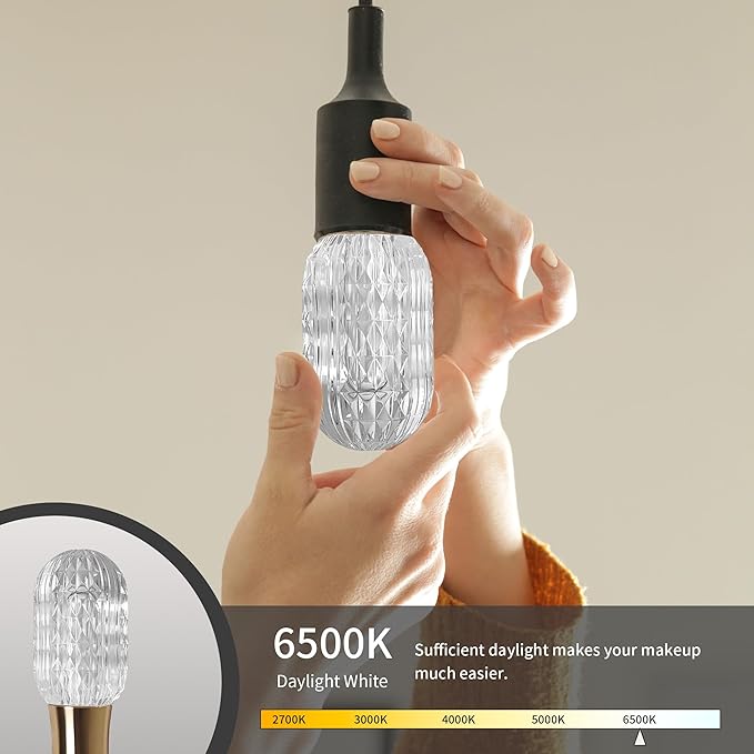 6pcs Acrylic Decorative E26 LED Light Bulbs 5w Equivalent 30 watt, Unique Fancy Light Bulb Soft White 6500k,Non-dimmable Lightbulbs for Living Room Dining Room,150 Lumens (B003-White-6500k, 6pcs)