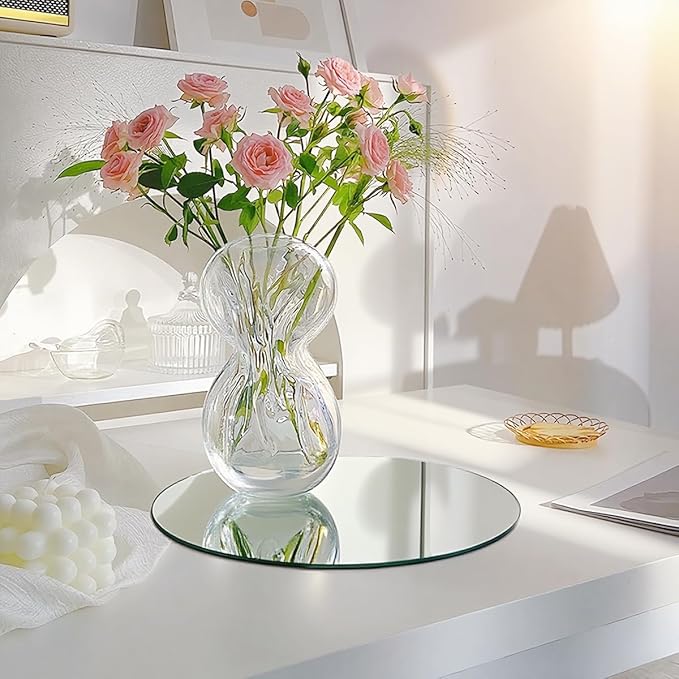 15 Pack Round Mirror Centerpieces for Tables Decorations, 6inch Acrylic Mirror Plate Circle Mirror Trays Wedding Centerpieces, Self Adhesive Non Glass Stickers for Home or Wall Decor Candle Crafts