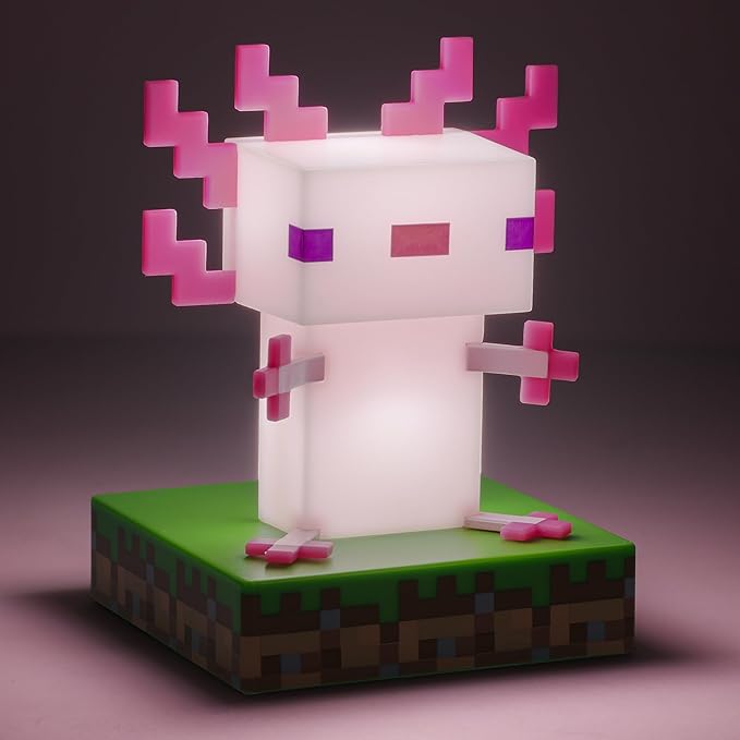 Minecraft Officially Licensed Axolotl Free Standing Desk Light, Gaming Room Decor and Merchandise for Boys and Girls, Nightlight Gift Accessory for Playroom and Bedroom | Paladone