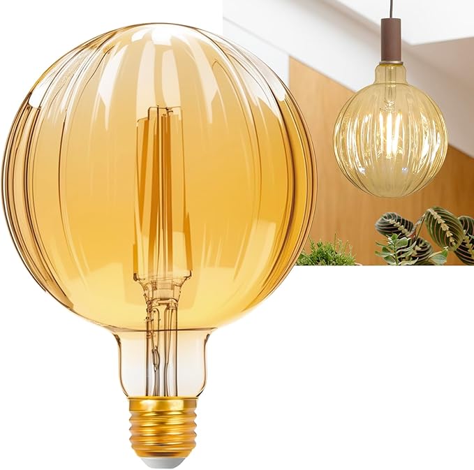 40 Watt Decorative Vintage LED Light Bulbs, Golden Melon 4W LED Filament Edison Bulb,2700K Oversized Warm Lights,Non-Dimmable E26 Lamp Base,1-Pack