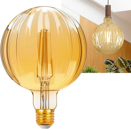 40 Watt Decorative Vintage LED Light Bulbs, Golden Melon 4W LED Filament Edison Bulb,2700K Oversized Warm Lights,Non-Dimmable E26 Lamp Base,1-Pack