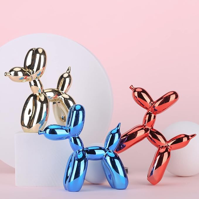 Blue Balloon Dog Decor,Balloon Animal Decor,Shelf Decor Preppy Room Decor,Cute Statue Home Decor, Bedroom Modern Sculpture Desk Decor,Office Gold Decorations Small Figurines
