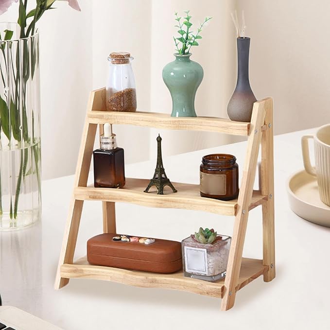 predolo for Display 3 Tier Rustic Rack Organizer Perfume Display Stand for Pantry Countertop Cabinet Lotion Makeup