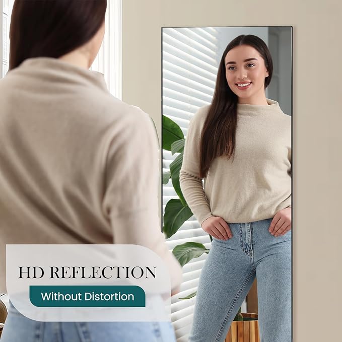 NEWBULIG Full Length Mirror, Full Body Floor Mirror with Aluminum Alloy Thin Frame, Wall or Standing Mirror for Bedroom, Living Room, Dressing Room