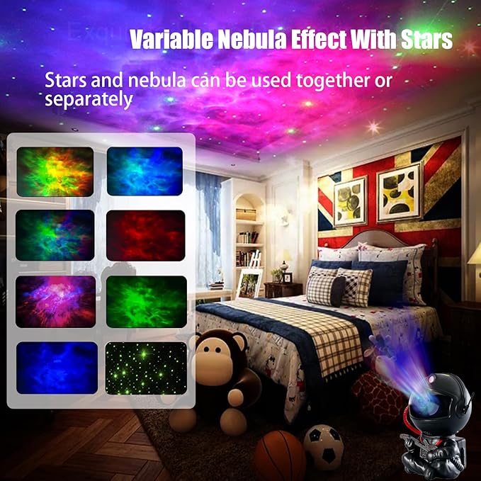 Astronaut Star Projector, Galaxy Projector Light, Kids Night Light with Guitar, Nebula Star Ceiling Night Light,Gifts for Birthdays, Valentine's Day, Christmas，with Remote，Black