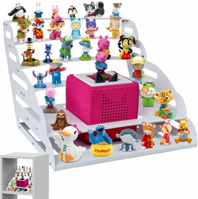 for Tonie Shelf Magnetic, Metal Shelf for Toniebox, Tonies Storage for Tonie Figures 30-50pcs in Children’s Room Decoration for Children to Play and Collect, White