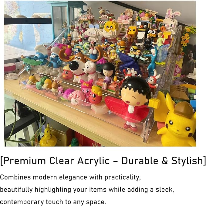 7 Tier Acrylic Display Stand Organiser with Fences, Perfume Stand Organiser, Clear Display Shelf for Home, Office, Retail for Funko Figures Toys Cupcake Food, Cologne, Cosmetics, Storage