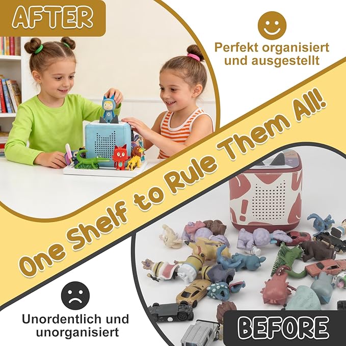 Taladad for Tonie Shelf, Tonies Storage for Toniebox 2/ Toniebox 1 Tonie Figures Creative Tonies Magnetic Shelf for,Tonie Box Player 10-30 Characters (White)