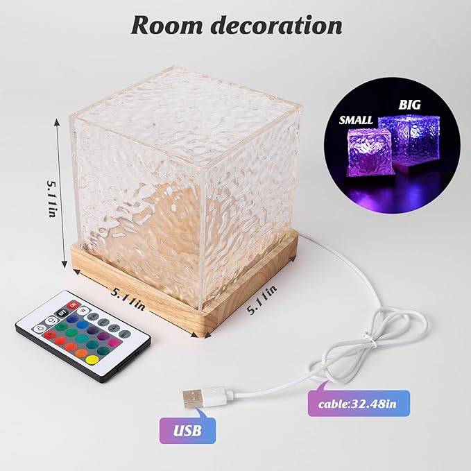 HAIDOLIANG Ocean Wave Ceiling Projector, Colors Changing Show Aurora Glow Lamp with Remote, Sunset/Cloud Led Night Light, Northern Lights, Luminorthe Cube lamp for Bedroom/Room Decor(Big)