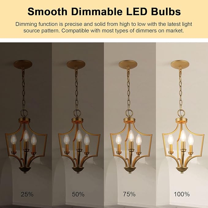 Boncoo E12 Candelabra Bulbs 60 Watt, Chandelier Light Bulbs LED Candle Bulb 3000K Soft White, B11 LED Bulb Dimmable 6W 500 Lumens Filament Decorative Small Base Clear Glass, 6 Pack