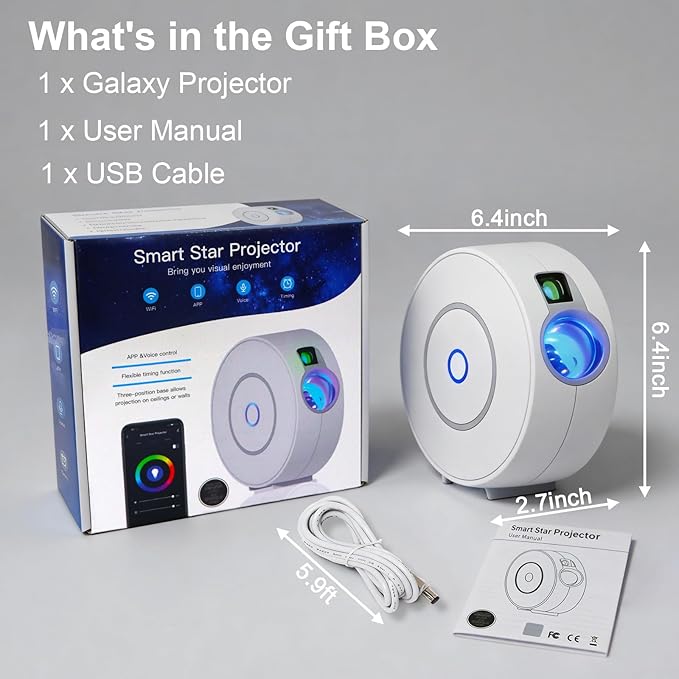CHIGIH Smart Galaxy Projector, LED Starry Sky Night Light Star Projector, Nebula Ceiling Night Light App & Voice Controlled Northern Lights Projector for Room Bedroom Parties Decor Birthday Gifts
