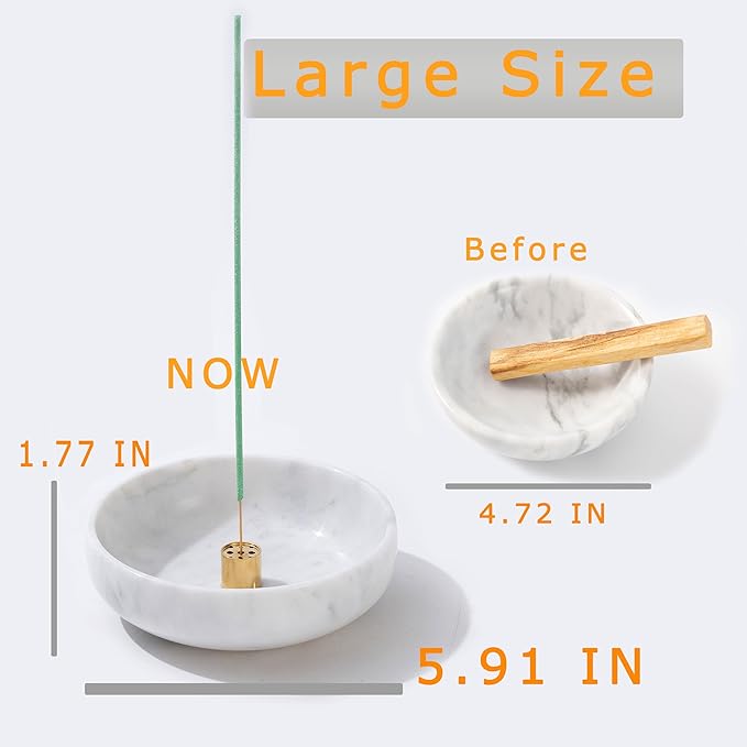 5.91 INCH Incense Holder, 6 in 1 Marble Incense Burner, Incense Holder for Sticks and Backflow Incense Cone, Sage Sticks, Palo Santo Holder, Candy Bowl, Mosquito Coil Holder