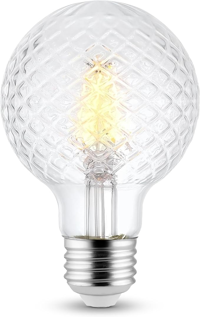 Decorative Light Bulb (1-Pack) 5.5 Watt G25 LED Filament Bulb E26 Medium Base (40W Equivalent) 3000K Warm White, 500 Lumens, Dimmable, Cut Glass Clear Decorative Light Bulbs