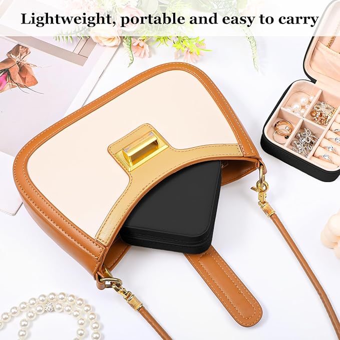 12pcs Mini Travel Jewelry Case,Black Bridesmaids Proposal Small Jewelry Box Mini Jewelry Organizer,Small PU Leather Portable Storage Box for Rings,Earrings,Necklaces,Pendants,Bracelets