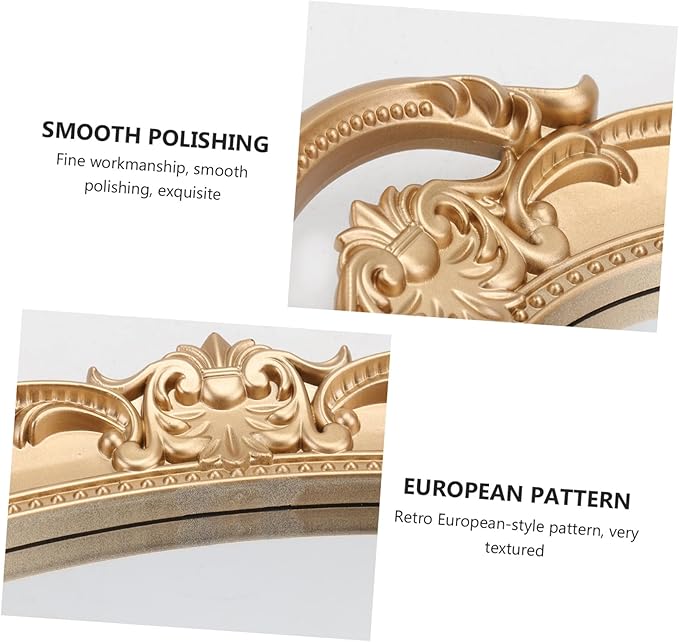 Lurrose Retro European Style Mirror Tray for Jewelry and Perfume Storage Elegant Decorative Oval Makeup Organizer Plate for Wedding Vanity Home Office Display