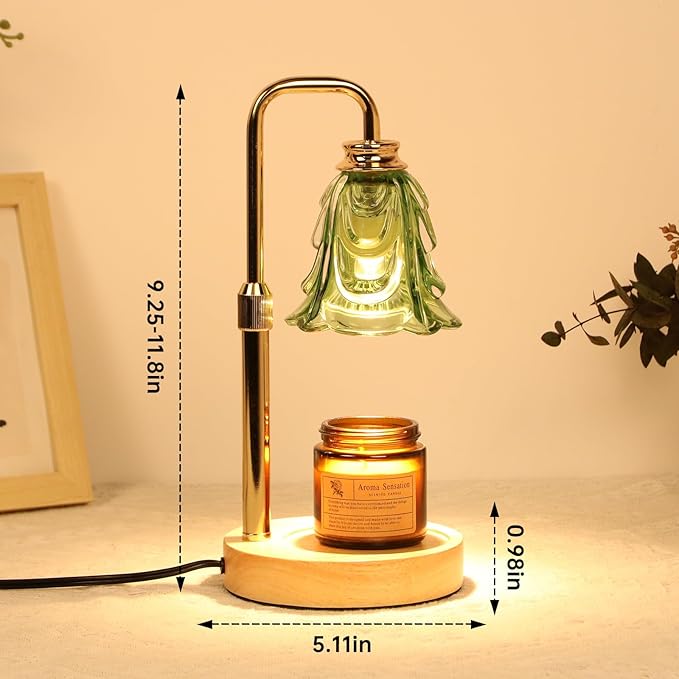 Droyek Candle Warmer Lamp with Timer Electric Candle Warmer Lamp Adjustable Height Dimmable Wax Warmer Lamp Jar Candles with 2 Bulbs for Home Decor & Office