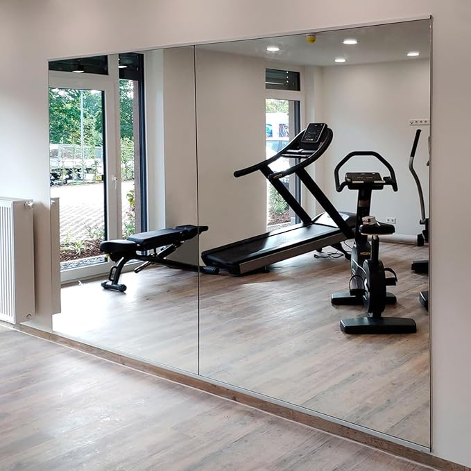 JAMBALAY Tempered Glass Home Gym Mirror, 2Pcs 48"x30" Large Gym Mirror, HD Large Full Body Mirrors for Dance, Yoga, Frameless, Fitness, Garage