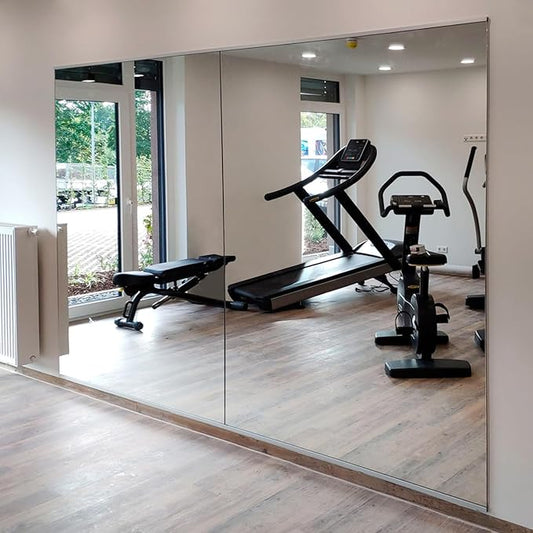 JAMBALAY Tempered Glass Home Gym Mirror, 2Pcs 48"x30" Large Gym Mirror, HD Large Full Body Mirrors for Dance, Yoga, Frameless, Fitness, Garage