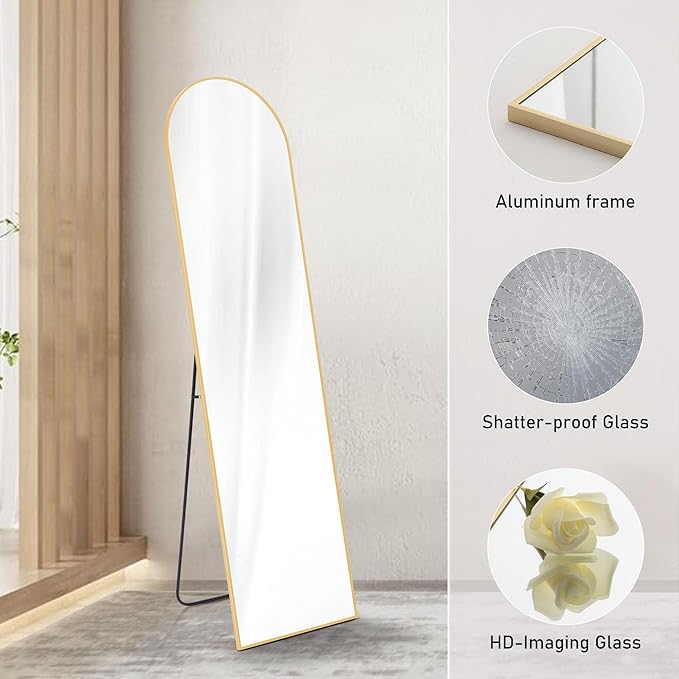 NEWBULIG Full Length Mirror, Full Body Floor Mirror with Aluminum Alloy Thin Frame, Wall or Standing Mirror for Bedroom, Living Room, Dressing Room