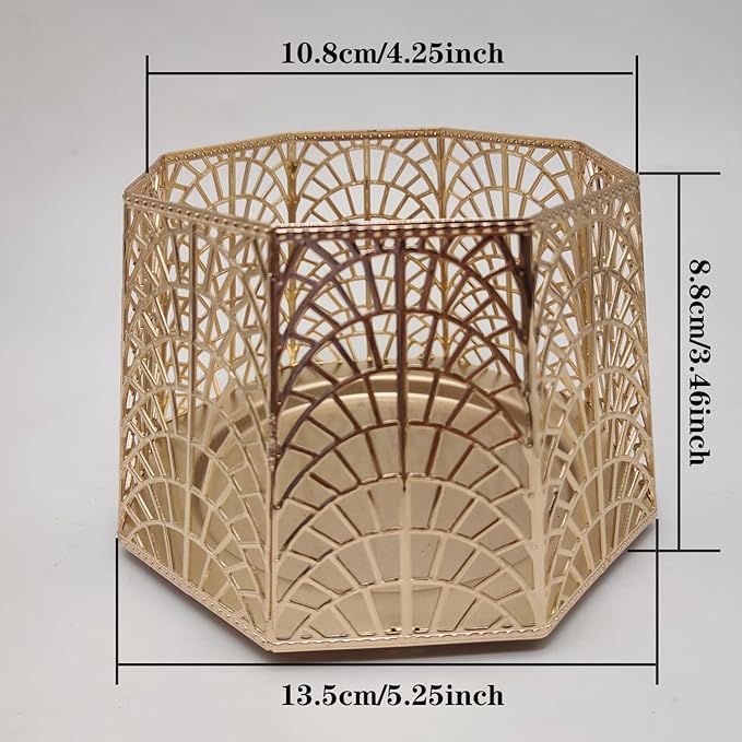 3 Wick Candle Holder, Shell Design Candle Jar Holder for 4-Inch Diameter Jars (5.25" D x 3.5" H) (Rose Gold)