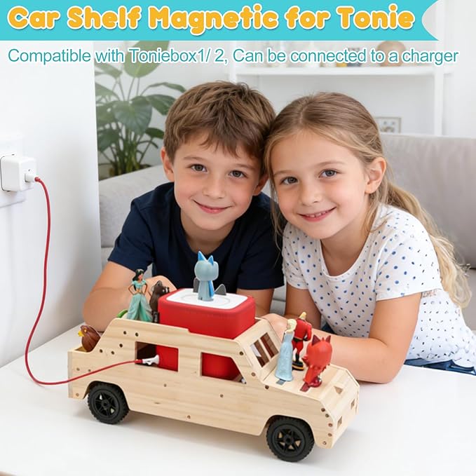 for Toniebox 1/2 Car Shelf Storage, Car Shelf Organizer for Tonies Figures Characters, Holder Tonieplay Game Controller Accessories, Display Collection 20~30 Characters