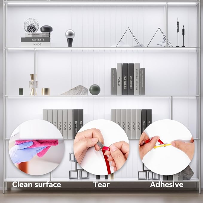 WOBANE Dimmable COB LED Strip Light, 9.8ft Under Cabinet Lighting with Remote Control, 6000K White, Kitchen, Ceiling, Room, Closet, Counter, CRI90+, 1500lm, Timing, ETL Adapter