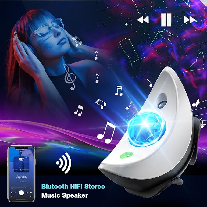 Star Projector, Galaxy Projector for Bedroom, Night Sky Projector Built-In Bluetooth Speaker, LED Light Projector with Timer & Remote Control for Bedroom Decor, Home Theater, Ceiling, Kids Room, Party