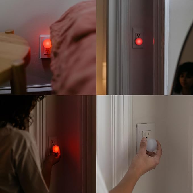 Loftie Night Lights Plug into Wall - 0.5W Plug in Night Light - Red Glow, Wall Light Sensing Dusk to Dawn - 2000K, UL Certified - Bathroom, Hallway, Bedroom Decor, Kitchen - Christmas Gift - 3-Pack