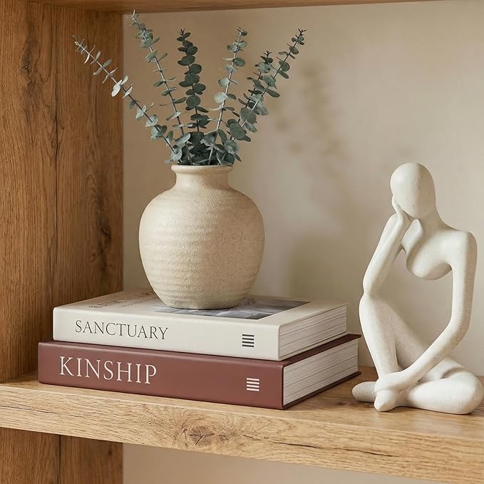 Decorative Book Boxes for Coffee Table Decor (Set of 2) - Faux Books with Hidden Storage - Modern Warm Luxury & Neutral Home Accents - Sanctuary & Kinship (Chocolate Brown & Beige)