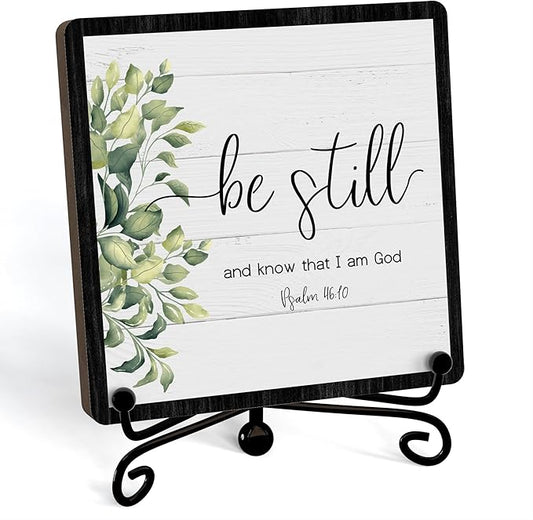 Home Decor, Farmhouse Be Still And Know That I Am God Shelf Decor For Living Room, Christian Gifts For Women Men, Entryway Tv Stand Fireplace Mantle Coffee Table Decoration (Still-12)