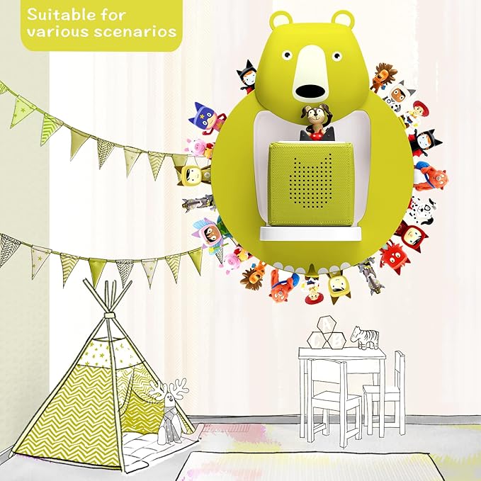TonieBox Storage,Tonies Storage Shelf,Creative Bear Design Children's Magnetic Tonies Shelf,30-40pcs Tonies Figures Floating Shelf for Tonies Figures Display (Green).