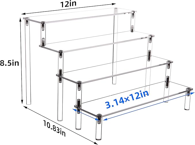 Acrylic Stands for Display,4 Tier Clear Cupcakes Perfumes Figurines Display Stand Risers Shelf for Decoration and Organizer