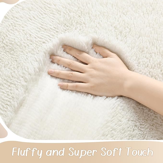 BENRON Soft Runner Rugs for Bedroom 2.6x8, Washable Long Runners for Hallway Entryway Kitchen Dorm, Fluffy Throw Rug for Kids Girls Room Decor Photo Prop, Cream White