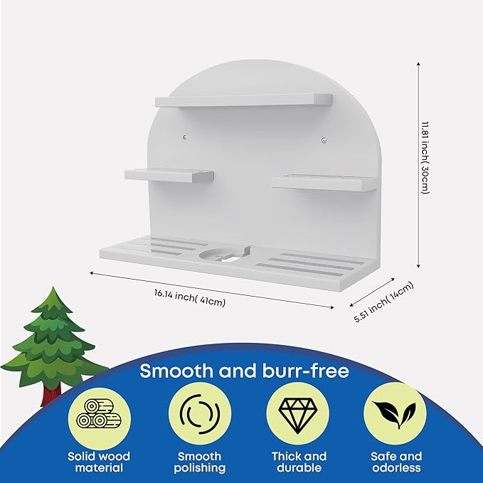 For Tonies Figures Shelf Magnetic,for Tonie box Wall Shelves,for Tonies Characters Organizer,Audio Toy Storage (Holds 45 Figurine),Compatible Charging Station for Kid's Room,Pine,Arch,Large,Gray White