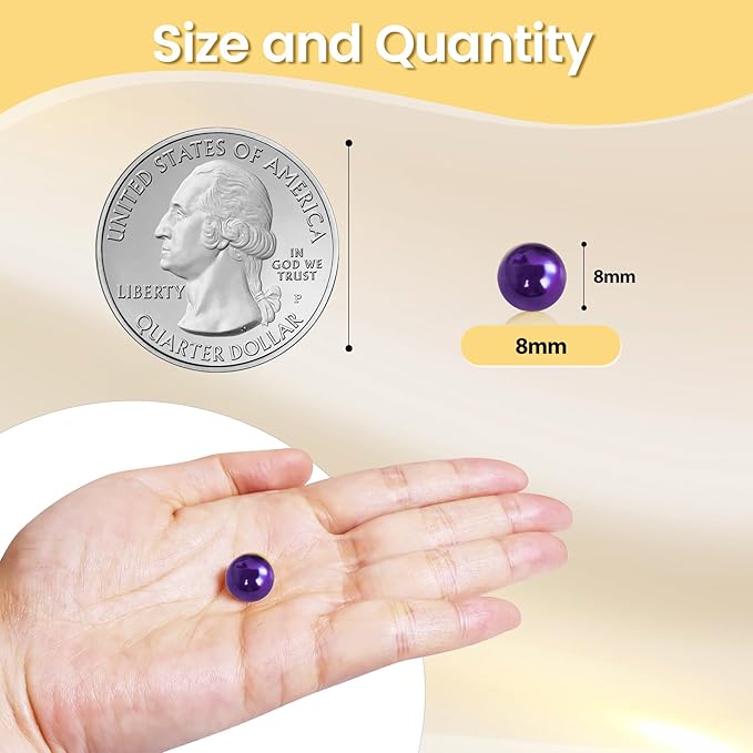 1400Pcs Dark Purple Vase Filler Pearl Beads for Crafting 8mm Beads No Holes Decor Suitable for Wedding Decor, Party Decorations, Centerpiece Table Decorations