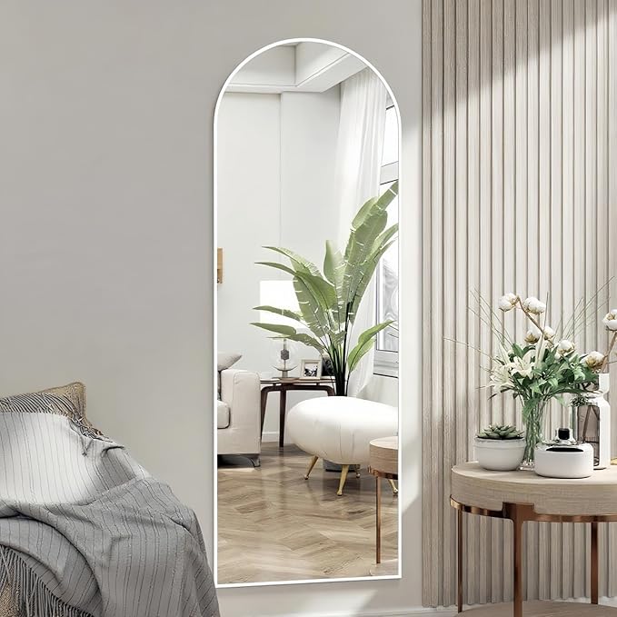 Door Mirror, Arched Full Length Mirror Over The Door, 16"x 50" Hanging Mirrors, Wall Mirrors,White