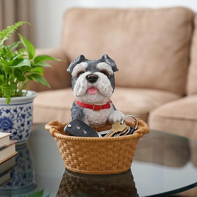 Dog Resin Storage Basket, Desktop Organizer for Remote & Keys, Cute Home Decor Tray, Ideal present for Pet Lovers.(Miniature Schnauzer)